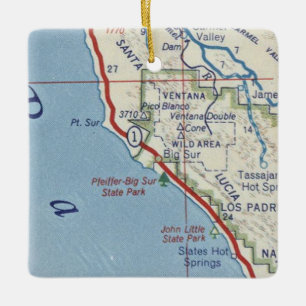 Big Sur CA Vintage Map Keramikornament