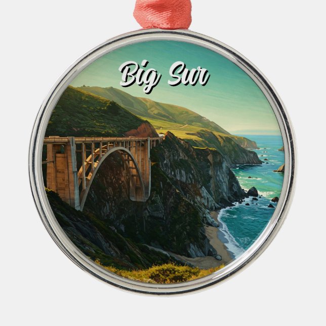 Big Sur California Bixby Bridge Travel Ornament Aus Metall (Vorne)
