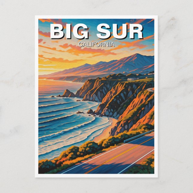 Big Sur California Central Coast Travel Sunset Postkarte (Vorderseite)