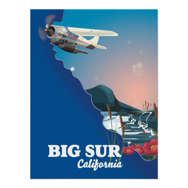 Big Sur California-Karte Poster (Vorderseite)