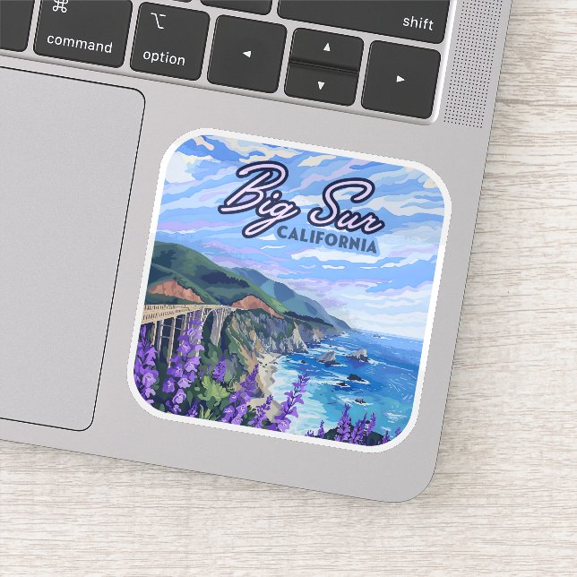 Big Sur California Küste Retro Westküste Aufkleber (Detail)
