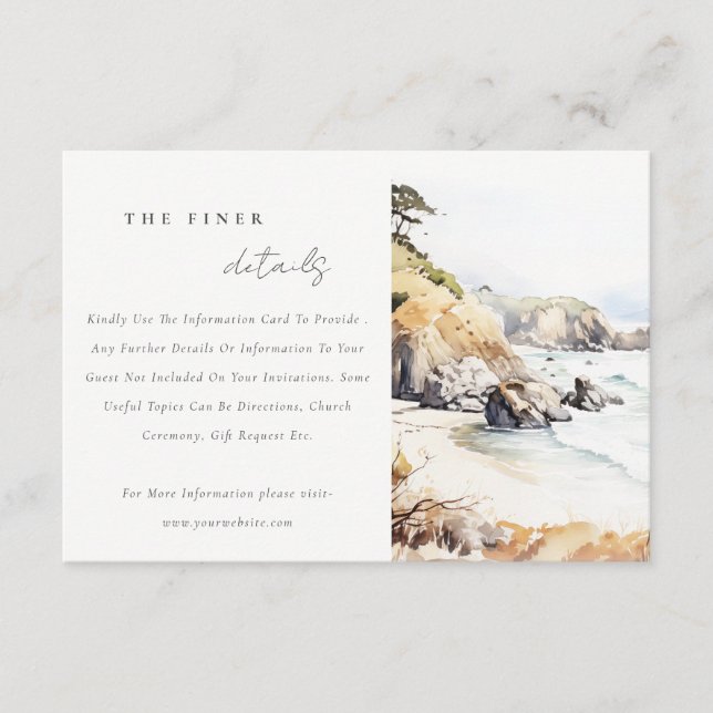 Big Sur, California Landscape Wedding Details Begleitkarte (Vorderseite)
