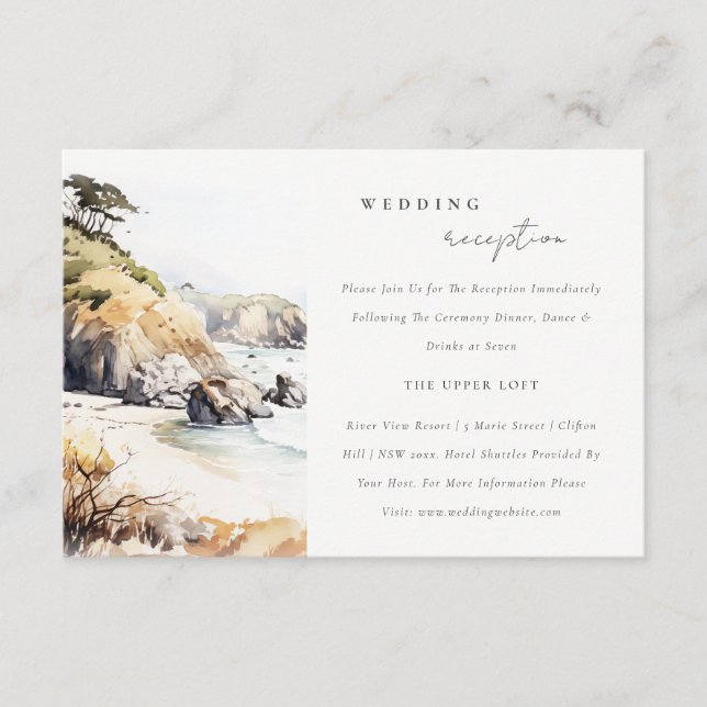 Big Sur, California Landscape Wedding Reception Begleitkarte (Vorderseite)