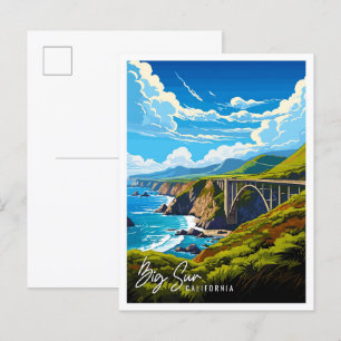 Big Sur California Vintage Illustration Postkarte
