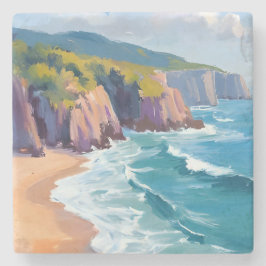 Big Sur, California Watercolor Ocean Painting Steinuntersetzer