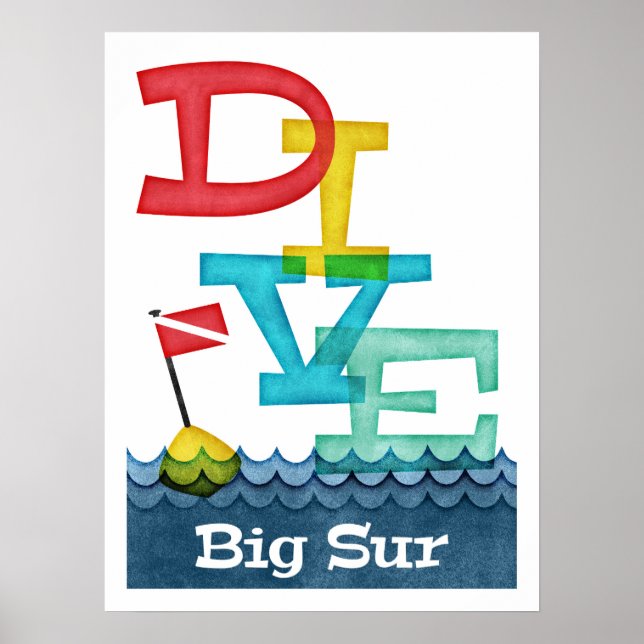 Big Sur Dive - farbenfrohe Scuba Poster (Vorne)