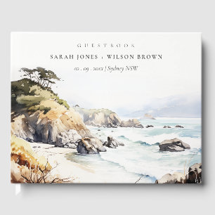 Big Sur, Kalifornien Aquarell-Landschaft-Hochzeit Gästebuch