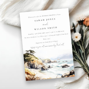 Big Sur Kalifornien Aquarell-Landschaft Hochzeitsd Einladung