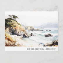 Big Sur, Kalifornien Aquarell-Landschaft Reise