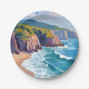 Big Sur, Kalifornien Aquarell-Ozean-Malerei Pappteller