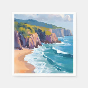 Big Sur, Kalifornien Aquarell-Ozean-Malerei Serviette