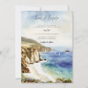 Big Sur Kalifornien Küstenansicht Hochzeit Einladung