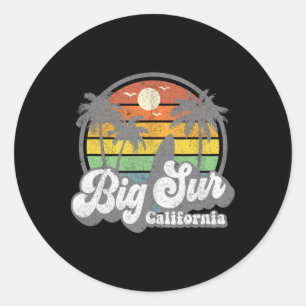 Big Sur Kalifornien Strandurlaub Retro Surfen Su Runder Aufkleber