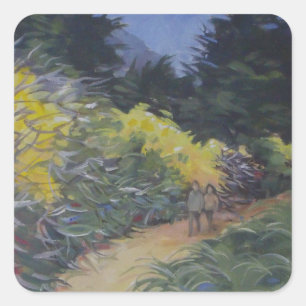 Big Sur Nature Path Landschaftlich Woods Californi Quadratischer Aufkleber