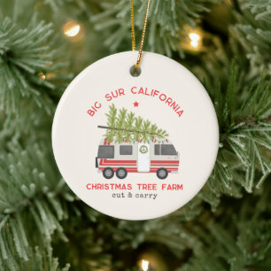 Big Sur Weihnachtsbaumfarm Vintage-RV-Camper Keramik Ornament