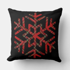 Big Tartan Snowflake auf schwarzer oder weißer Sei Kissen