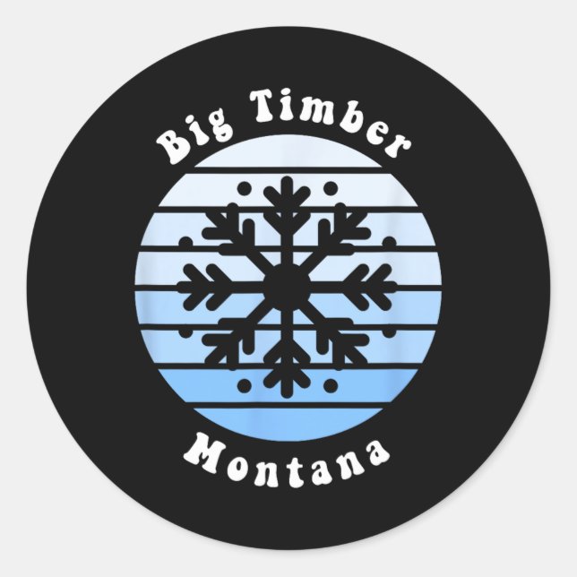 Big Timber Montana Snowflake Weihnachts-Winter Sou Runder Aufkleber (Vorderseite)