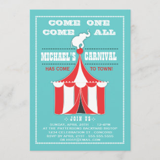 Big Top Carnival Geburtstagsparty Türkisch | Rot Einladung