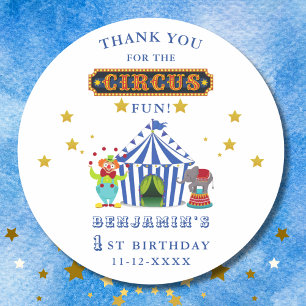 Big Top Circus 1. Geburtstag Vielen Dank Runder Aufkleber
