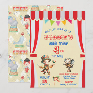 Big Top Circus Geburtstagseinladung Einladung