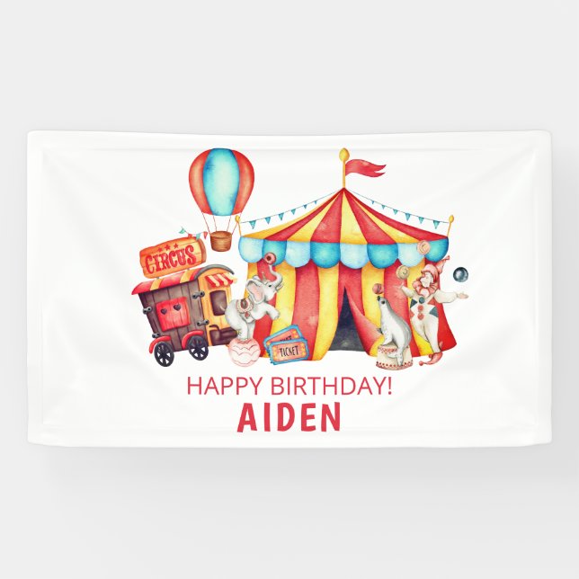 Big Top Circus Happy Geburtstag Banner (Horizontal)