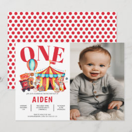 Big Top Circus Karneval 1. Foto Geburtstag Einladung