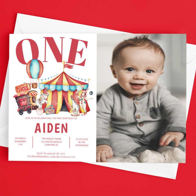 Big Top Circus Karneval 1. Foto Geburtstag Einladung (Von Creator hochgeladen)