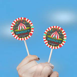 Big Top Circus Karneval Chalkboard 1. Geburtstag Runder Aufkleber