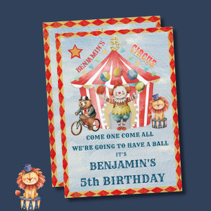 Big Top Circus Karneval Fünfter Geburtstag Einladung