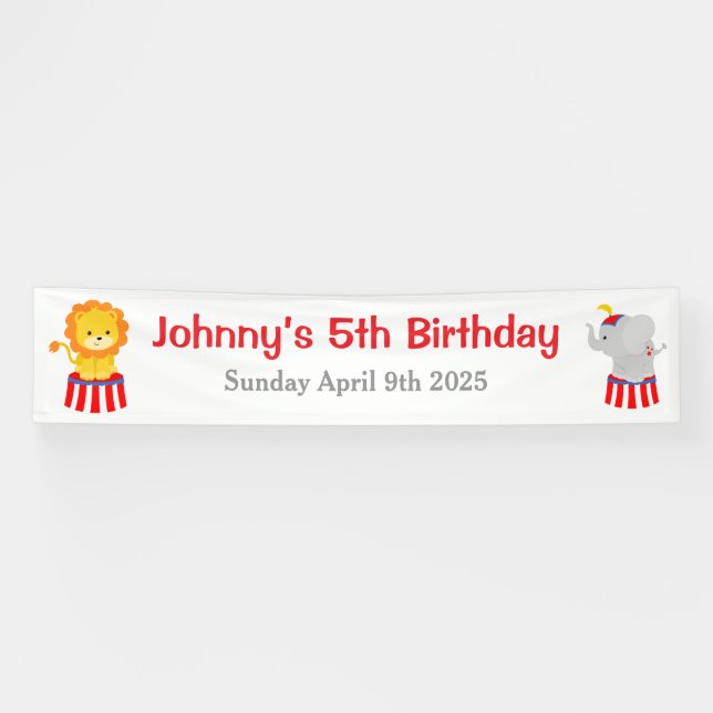 Big Top Circus Karneval Geburtstag in Rot Banner (Horizontal)