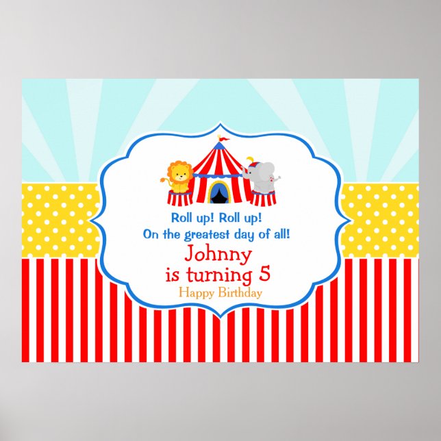 Big Top Circus Karneval Geburtstagsparty Poster (Vorne)