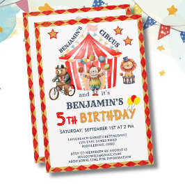 Big Top Circus Karnevalsjunge 5. Geburtstag Einladung
