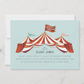 Big Top Circus Zent Gender Neutral Birthday Party Einladung