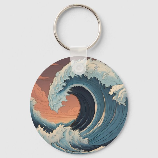 Big Tsunami Wave Schlüsselanhänger (Vorderseite)