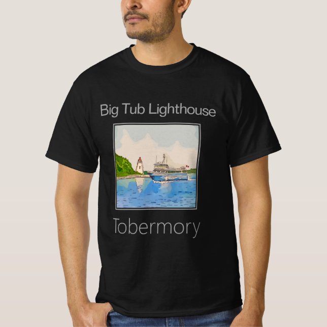 Big Tub Leuchtturm und Tobermory Water Taxi T-Shirt (Vorderseite)