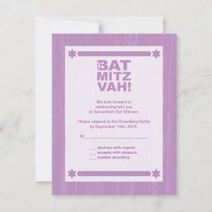 Big Type Bat Mitzvah Replik Karte in Lila
