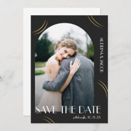 Big Typografy Foto Wedding Save the Date Black