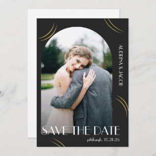 Big Typografy Foto Wedding Save the Date Black