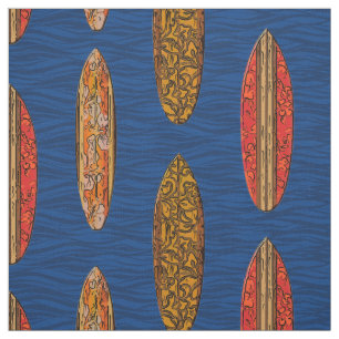 Big Wave Hawaiian Vintag Surfboards drucken Stoff