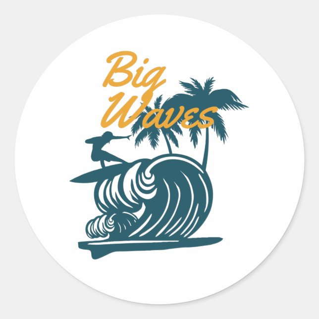 Big Waves Runder Aufkleber (Vorderseite)