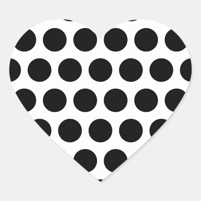 Big White and Black Polka Dots Herz-Aufkleber (Vorderseite)