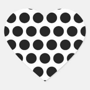 Big White and Black Polka Dots Herz-Aufkleber