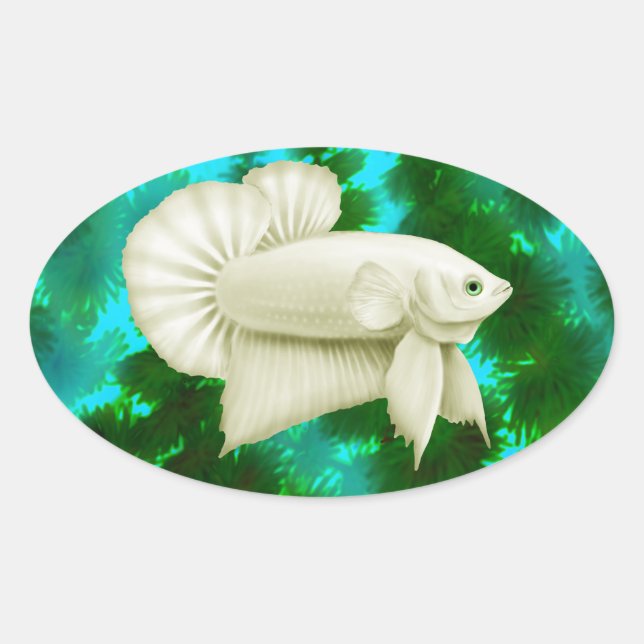 Big White Betta Splendens Fish Stickers (Vorderseite)