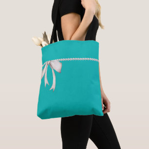 Big White Bow Tiffany-Inspiriert Aqua Tote Bag