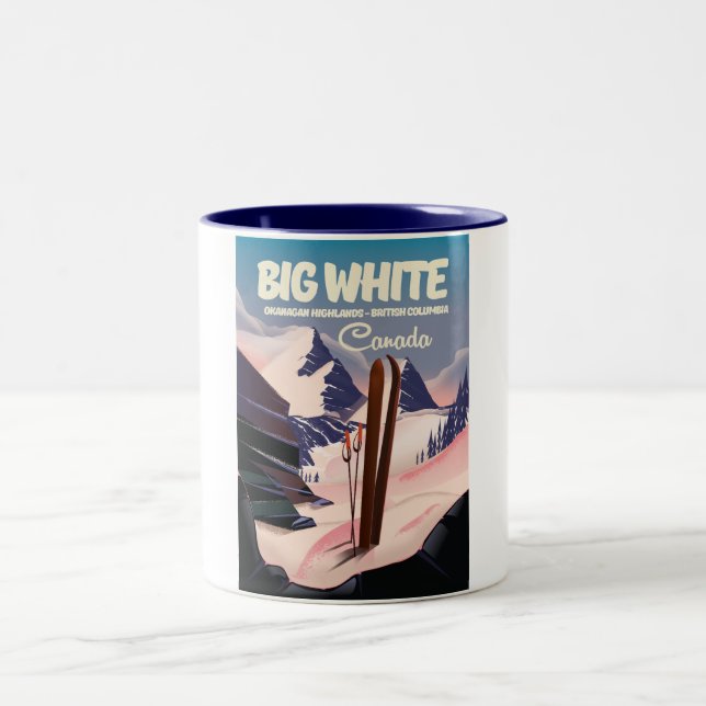 Big White British Columbia Kanada Ski. Zweifarbige Tasse (Mittel)