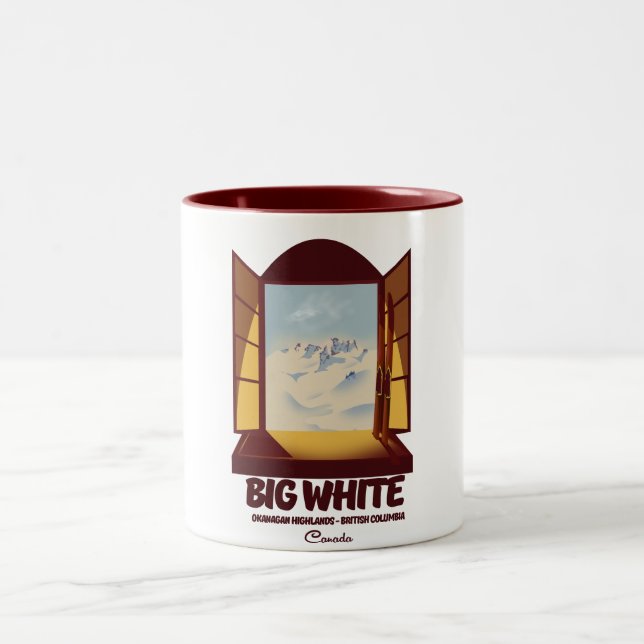 Big White British Columbia Kanada Skipposter Zweifarbige Tasse (Mittel)