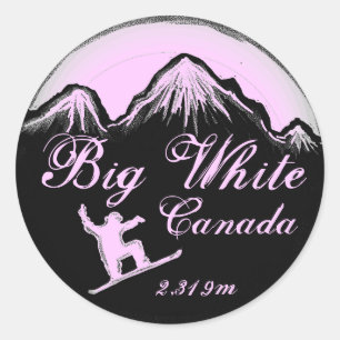 Big White Canada hellrosa Snowboard Art Aufkleber