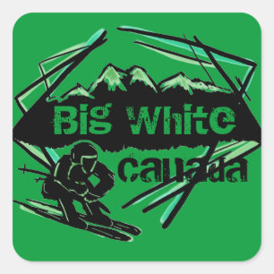 Big White Canada Skisticker Quadratischer Aufkleber