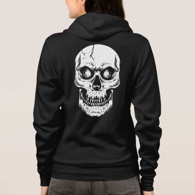 Big White Cool Skull Women's Full Zip Hoodie Shirt (Rückseite)
