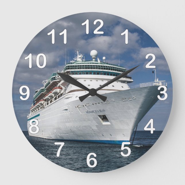 Big White Cruise Schiff Große Wanduhr (Vorderseite)